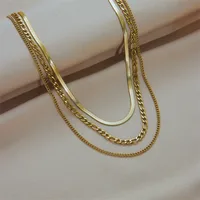 Stainless Steel 18K Gold Plated Simple Style Gold Plated Geometric No Inlaid Layered Necklaces main image 4