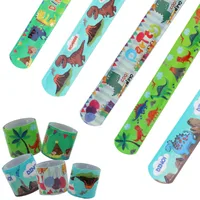 Dinosaur Full Printed Pvc Slap Bracelet Cartoon Ring Pop Pat-bracelet Event Party Gift main image 2