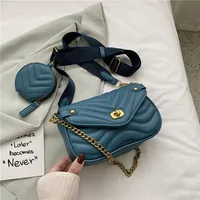 Women's Small Pu Leather Solid Color Fashion Chain Square Buckle Crossbody Bag sku image 1