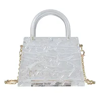 Women's Small PVC Solid Color Vintage Style Square Lock Clasp Crossbody Bag sku image 6