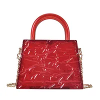 Women's Small PVC Solid Color Vintage Style Square Lock Clasp Crossbody Bag sku image 1