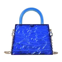 Women's Small PVC Solid Color Vintage Style Square Lock Clasp Crossbody Bag sku image 5