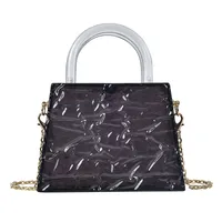 Women's Small PVC Solid Color Vintage Style Square Lock Clasp Crossbody Bag sku image 2