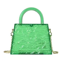 Women's Small PVC Solid Color Vintage Style Square Lock Clasp Crossbody Bag sku image 7