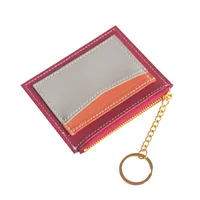 Fashion Color Block Soft Surface Square Zipper Card Holder main image 2