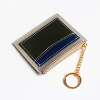 Fashion Color Block Soft Surface Square Zipper Card Holder sku image 4