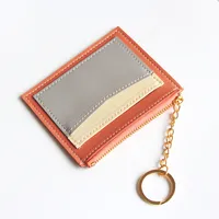 Fashion Color Block Soft Surface Square Zipper Card Holder sku image 5