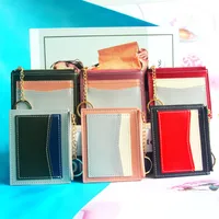 Fashion Color Block Soft Surface Square Zipper Card Holder main image 1