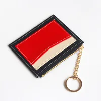 Fashion Color Block Soft Surface Square Zipper Card Holder sku image 2