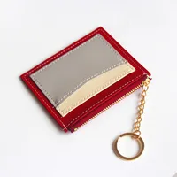Fashion Color Block Soft Surface Square Zipper Card Holder sku image 3