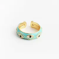 Fashion Devil's Eye Copper Open Ring Plating Copper Rings sku image 6