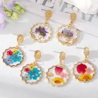 Wholesale Jewelry 1 Pair Fashion Dried Flower Colorful Alloy Drop Earrings main image 1