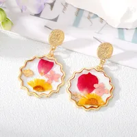 Wholesale Jewelry 1 Pair Fashion Dried Flower Colorful Alloy Drop Earrings sku image 2
