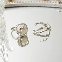 Simple Style Square Heart Shape Alloy Plating Pearl Open Ring main image 2