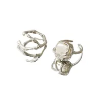 Simple Style Square Heart Shape Alloy Plating Pearl Open Ring main image 5