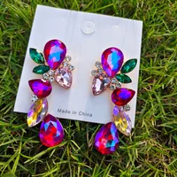Retro Water Droplets Inlay Alloy Rhinestones Earrings main image 2