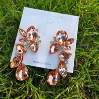 Retro Water Droplets Inlay Alloy Rhinestones Earrings main image 3