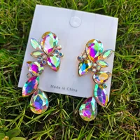 Retro Water Droplets Inlay Alloy Rhinestones Earrings sku image 2