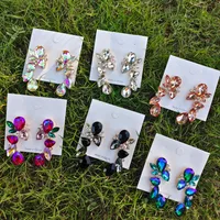Retro Water Droplets Inlay Alloy Rhinestones Earrings main image 4