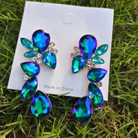 Retro Water Droplets Inlay Alloy Rhinestones Earrings main image 5