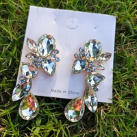 Retro Water Droplets Inlay Alloy Rhinestones Earrings sku image 4