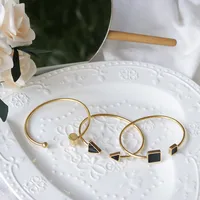 Retro Triangle Square 304 Stainless Steel 18K Gold Plated Bangle In Bulk main image 3