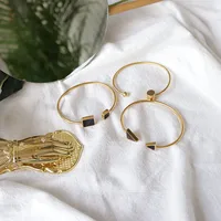 Retro Triangle Square 304 Stainless Steel 18K Gold Plated Bangle In Bulk main image 4