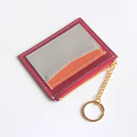 Fashion Color Block Soft Surface Square Zipper Card Holder main image 3