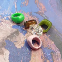 Casual Solid Color Plastic Resin Rings main image 1