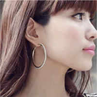 Fashion Round Alloy Inlay Rhinestone Hoop Earrings 1 Pair main image 3