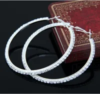 Fashion Round Alloy Inlay Rhinestone Hoop Earrings 1 Pair main image 2