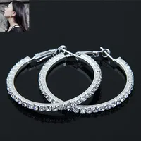 Fashion Round Alloy Inlay Rhinestone Hoop Earrings 1 Pair sku image 1