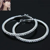 Fashion Round Alloy Inlay Rhinestone Hoop Earrings 1 Pair sku image 2