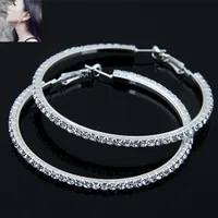 Fashion Round Alloy Inlay Rhinestone Hoop Earrings 1 Pair sku image 3