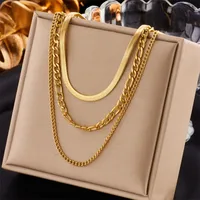 Stainless Steel 18K Gold Plated Simple Style Gold Plated Geometric No Inlaid Layered Necklaces sku image 1