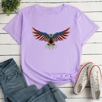 Women's T-shirt Short Sleeve T-shirts Printing Fashion American Flag Eagle main image 7
