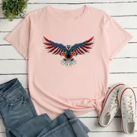 Women's T-shirt Short Sleeve T-shirts Printing Fashion American Flag Eagle main image 4