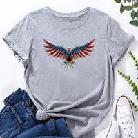 Women's T-shirt Short Sleeve T-shirts Printing Fashion American Flag Eagle sku image 4