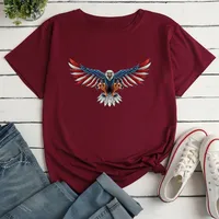 Women's T-shirt Short Sleeve T-shirts Printing Fashion American Flag Eagle sku image 6