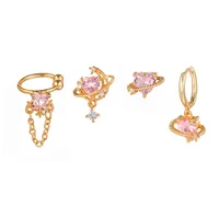 Casual Heart Shape Brass Gem Drop Earrings Ear Studs In Bulk main image 2