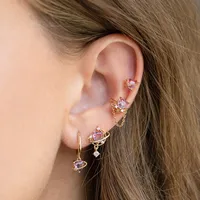 Casual Heart Shape Brass Gem Drop Earrings Ear Studs In Bulk main image 1