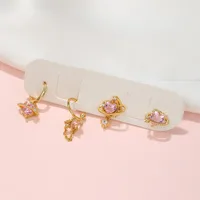 Casual Heart Shape Brass Gem Drop Earrings Ear Studs In Bulk main image 4