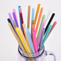 Factory Direct Supply 7mm Aperture Straw 28 Color Solid Color Plastic Cup Accessories Pp Straw Non-disposable Band Straw main image 3
