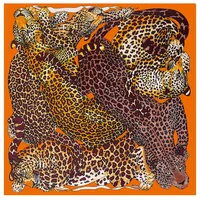 Women's Fashion Animal Satin Crochet Lace Silk Scarves sku image 4