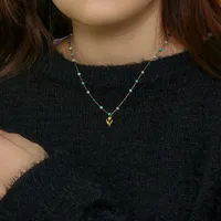 Wholesale Jewelry Fashion Flower 304 Stainless Steel Beads 18K Gold Plated Inlay Necklace main image 4