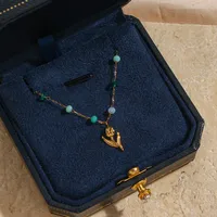 Wholesale Jewelry Fashion Flower 304 Stainless Steel Beads 18K Gold Plated Inlay Necklace main image 5
