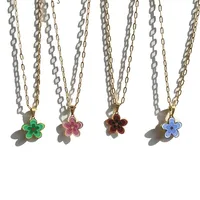 304 Stainless Steel 16K Gold Plated White Gold Plated Gold Plated Simple Style Plating Flower Necklace main image 2