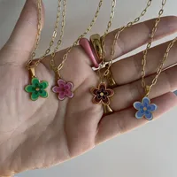 304 Stainless Steel 16K Gold Plated White Gold Plated Gold Plated Simple Style Plating Flower Necklace main image 5