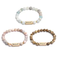 Retro Letter Natural Stone Beaded Unisex Bracelets main image 3