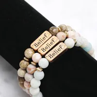 Retro Letter Natural Stone Beaded Unisex Bracelets main image 5